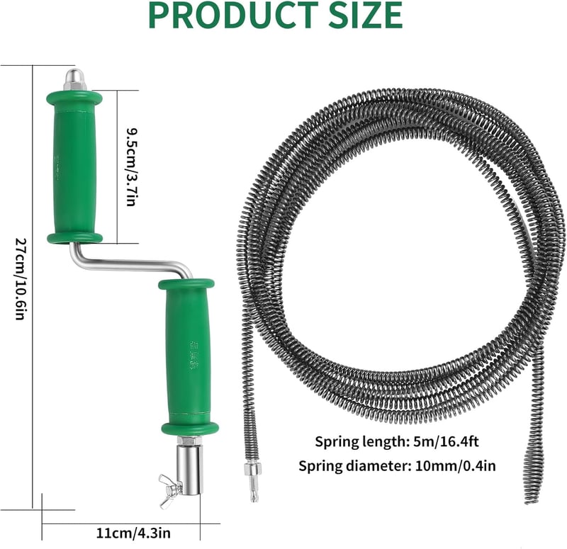 Siyurongg 5m x 10mm csatornaspirál lefolyótisztító konyha fürdőszoba WC