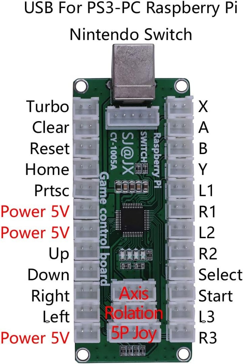 SJ@JX Arcade Játékvezérlő USB Encoder Board LED Mikrokapcsoló Joystick Switch PC PS3 Raspberry Pi
