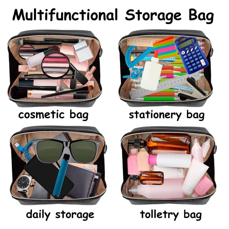 SJBAUTYO Nagykapacitású Utazó Kozmetikai Táska Vízálló Bőr Toiletry Bag