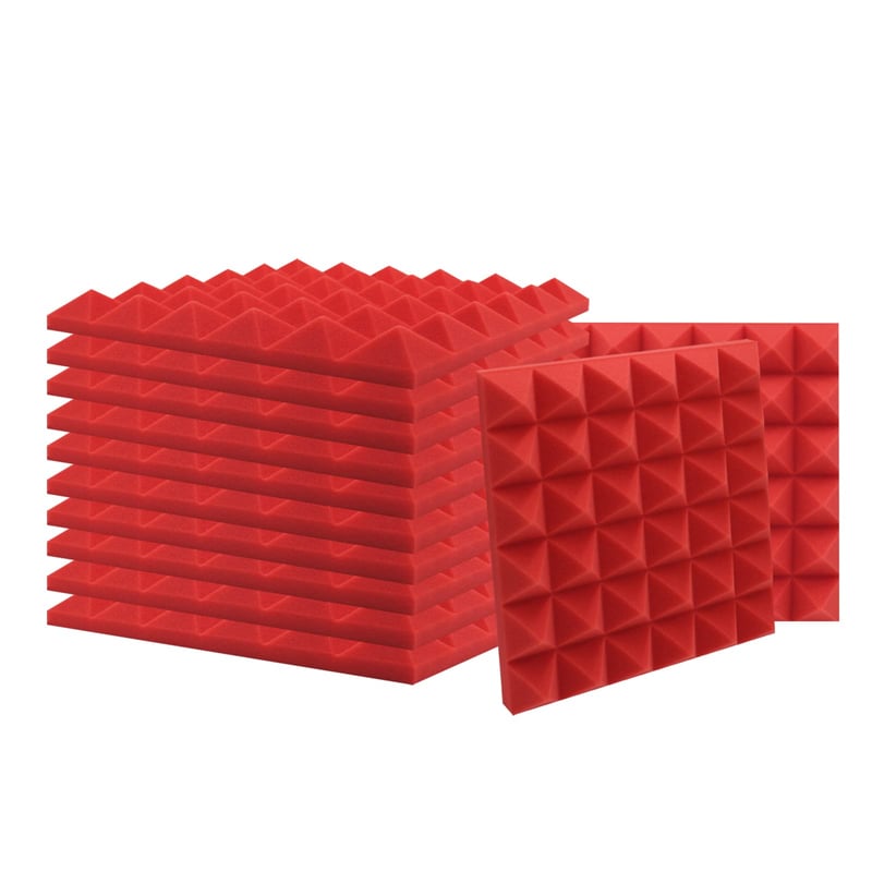 Akustický penový panel SK Studio pyramída, 12 ks - červený