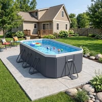 Piscină pliabilă SKILBEAIA pentru copii și adulți, cadru non-inflatabil, piscină supraterană de exterior, potrivită și pentru câini, 300 cm 2