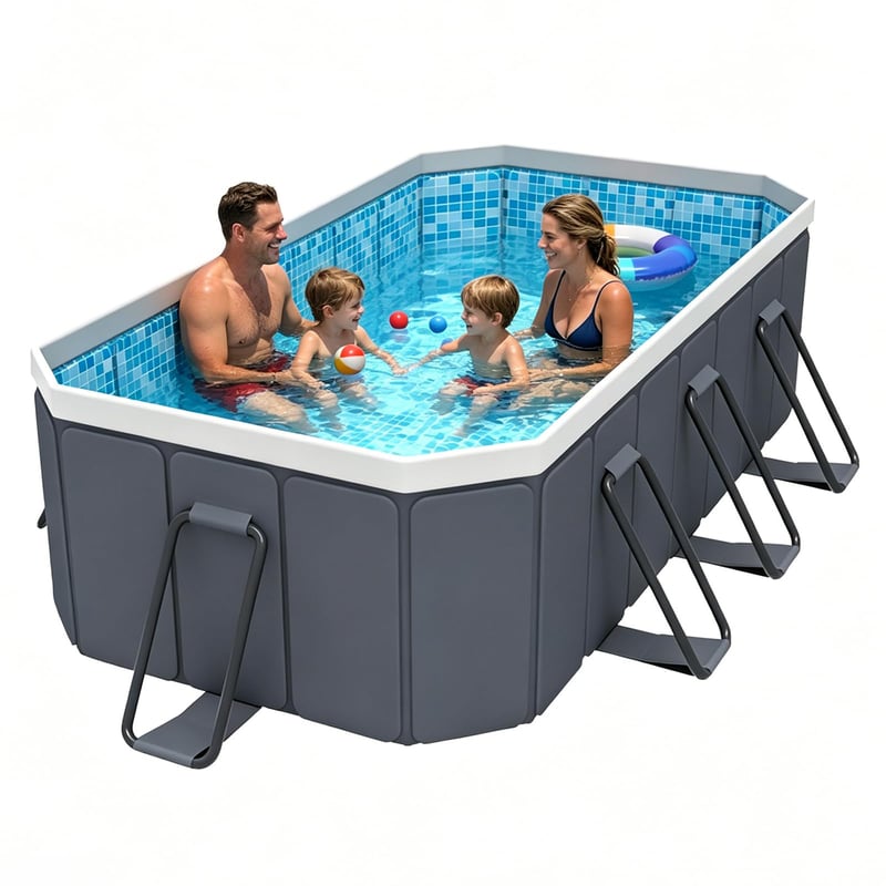 Piscină pliabilă SKILBEAIA pentru copii și adulți, cadru non-inflatabil, piscină supraterană de exterior, potrivită și pentru câini, 300 cm