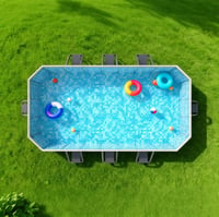 Piscină pliabilă SKILBEAIA pentru copii și adulți, cadru non-inflatabil, piscină supraterană de exterior, potrivită și pentru câini, 300 cm 9