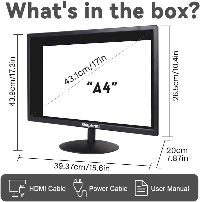 SKitphrati 17 hüvelykes PC monitor 1440x900 HDMI VGA csatlakozóval, 75Hz, 5ms válaszidő