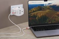 Adaptor de călătorie universal SKROSS MUV USB AC45PD cu cablu USB-C (160 cm) - 2 poli, port USB-C 45W + USB, pentru laptop, tabletă, smartphone 5
