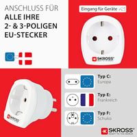 Cestovný adaptér SKROSS s USB – z Nemecka do Dánska – kompatibilný s konektormi Schuko a Euro pre cesty do Dánska 3