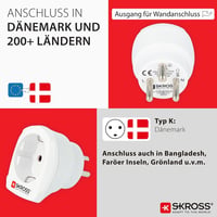Cestovný adaptér SKROSS s USB – z Nemecka do Dánska – kompatibilný s konektormi Schuko a Euro pre cesty do Dánska 4