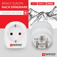 Cestovný adaptér SKROSS s USB – z Nemecka do Dánska – kompatibilný s konektormi Schuko a Euro pre cesty do Dánska 2