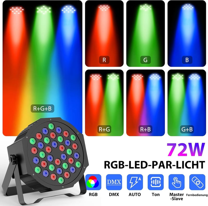 SKSBTF 4db RGB LED Par Lámpa 72W DMX512 Távirányítóval Diszkó Színpadi Fény