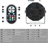 SKSBTF 4db RGB LED Par Lámpa 72W DMX512 Távirányítóval Diszkó Színpadi Fény 7