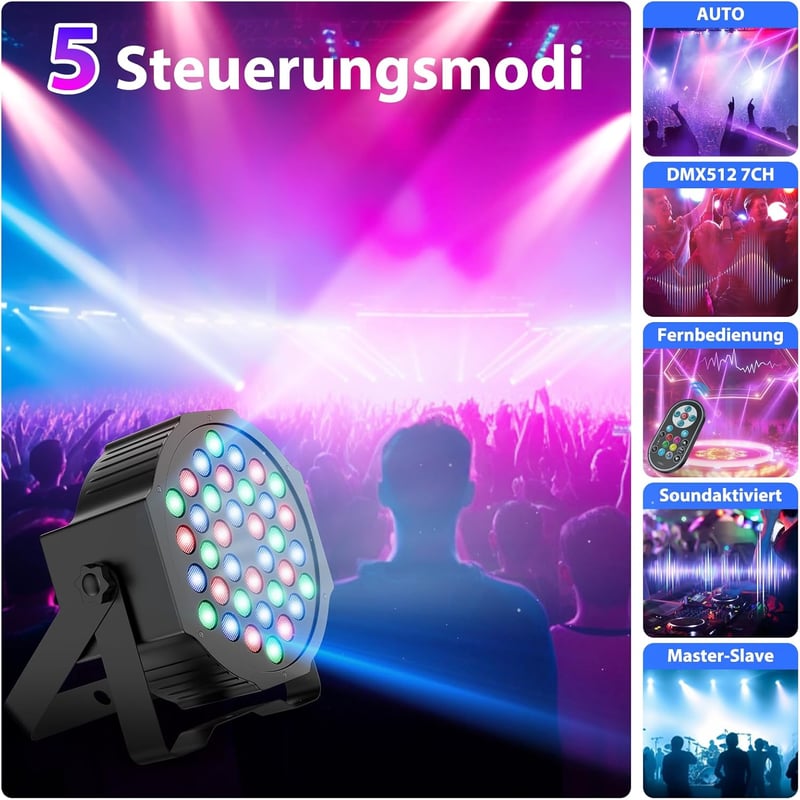 SKSBTF 4db RGB LED Par Lámpa 72W DMX512 Távirányítóval Diszkó Színpadi Fény