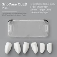Priehľadný ochranný kryt Skull & Co. GripCase OLED pre Nintendo Switch OLED s vymeniteľnými úchytmi, možnosťou dokovania, pre všetky veľkosti rúk, biely 2