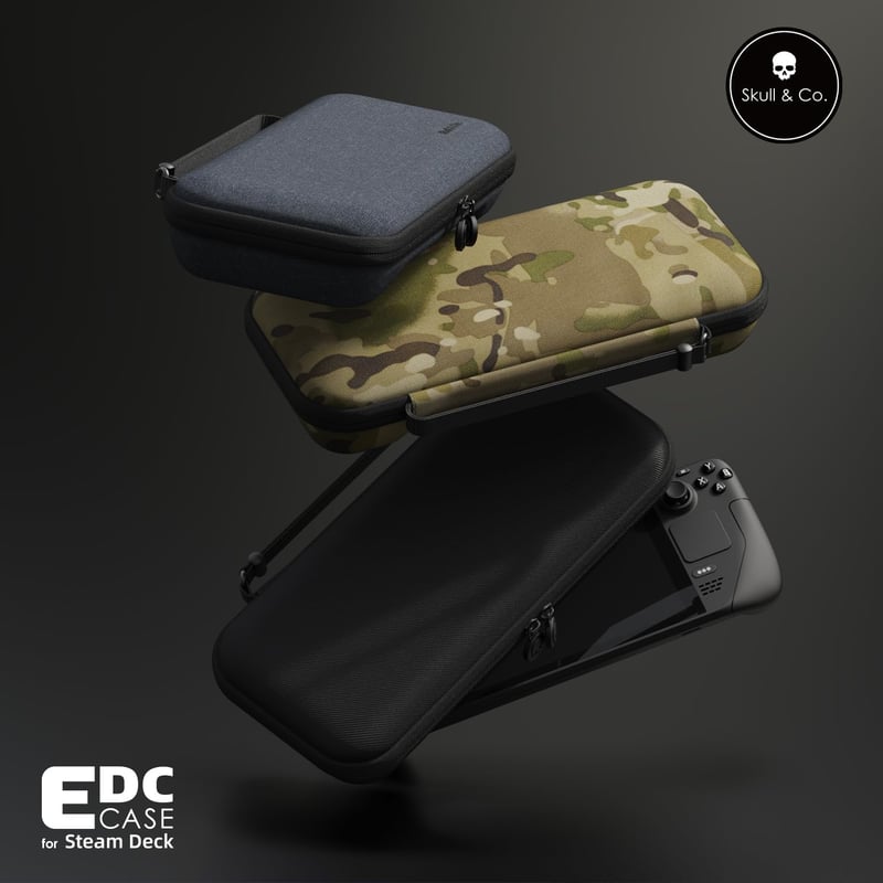 Skull & Co. Steam Deck és OLED hordtáska - Slim kemény védőtok GripCase-hez - Denim