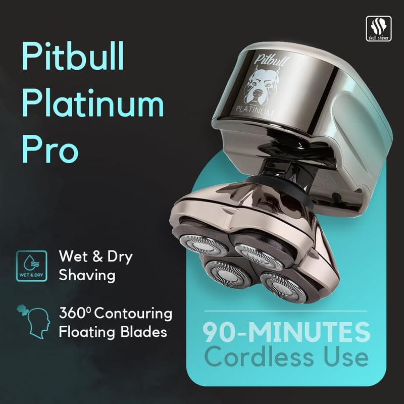 Skull Shaver Pitbull Platinum Pro elektromos borotva férfiaknak vízálló