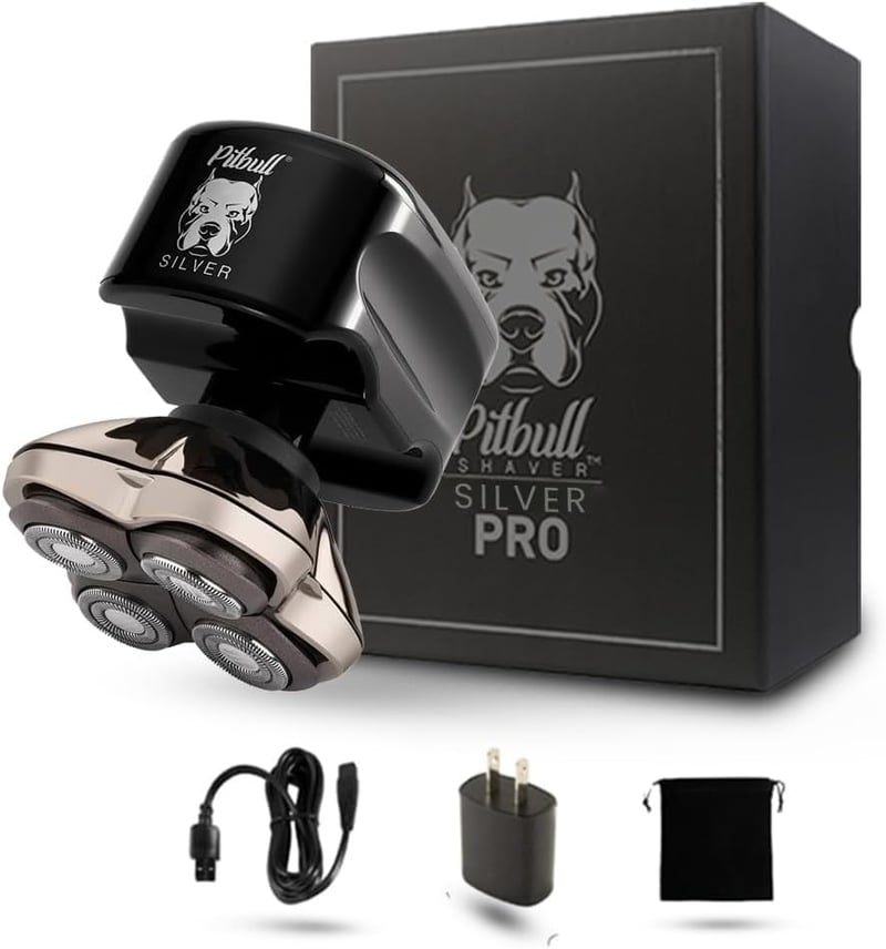 Skull Shaver Pitbull Silver PRO Elektromos Fej- és Arcborotva Férfiaknak - Prémium Körkéses Borotválkozás Ajándékba