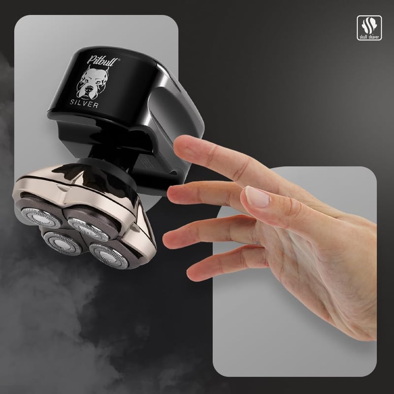 Skull Shaver Pitbull Silver PRO Elektromos Fej- és Arcborotva Férfiaknak - Prémium Körkéses Borotválkozás Ajándékba