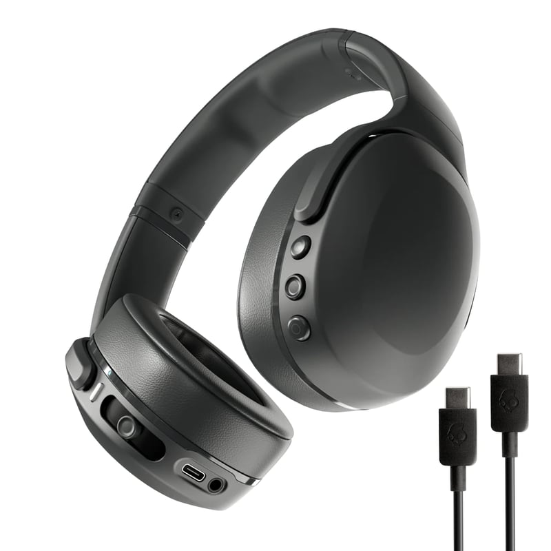 Bezdrôtové Bluetooth slúchadlá Skullcandy Crusher Evo s nabíjacím káblom USB-C, multisenzorické basy, cez uši (Over-Ear), 40-hodinová výdrž batérie – čierne