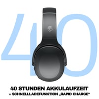 Bezdrôtové Bluetooth slúchadlá Skullcandy Crusher Evo s nabíjacím káblom USB-C, multisenzorické basy, cez uši (Over-Ear), 40-hodinová výdrž batérie – čierne 3