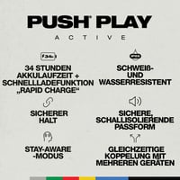 Căști wireless Bluetooth Skullcandy Push Play Active cu microfon, 34 de ore de autonomie a bateriei, mod Stay-Aware, compatibile cu iPhone și Android - True Black/Orange 2