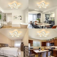 Sky angle LED Mennyezeti Lámpa, Virág Alakú, Távirányítós, Fényerőszabályozható, 5 Fejes, 63 cm, 45W, 3600 Lumen, Modern Csillár Nappaliba,  2