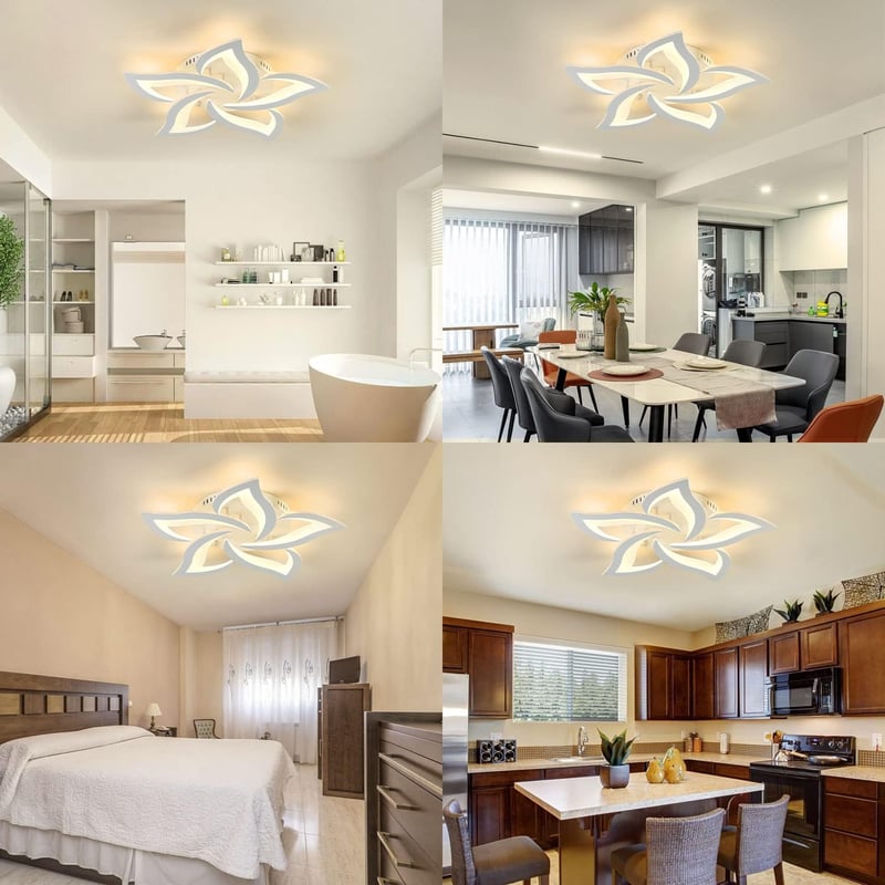 Sky angle LED Mennyezeti Lámpa, Virág Alakú, Távirányítós, Fényerőszabályozható, 5 Fejes, 63 cm, 45W, 3600 Lumen, Modern Csillár Nappaliba, 