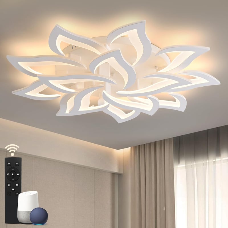 Sky angle Okos LED mennyezeti lámpa fehér modern szirmos design távirányítóval konyhába nappaliba hálószobába előszobába