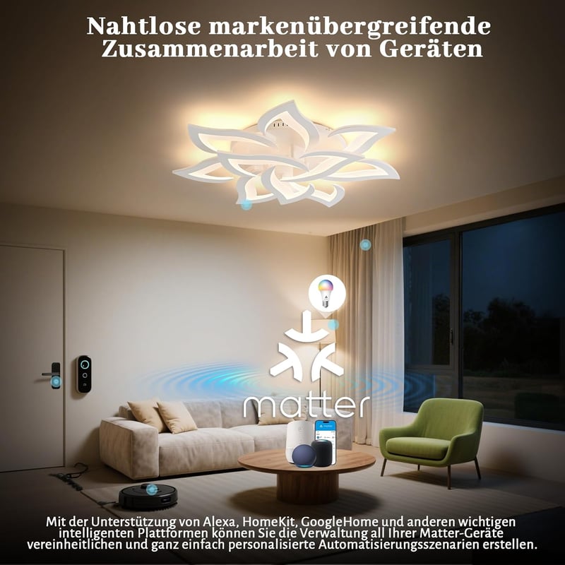 Sky angle Okos LED mennyezeti lámpa fehér modern szirmos design távirányítóval konyhába nappaliba hálószobába előszobába