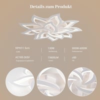 Sky angle Okos LED mennyezeti lámpa fehér modern szirmos design távirányítóval konyhába nappaliba hálószobába előszobába 3