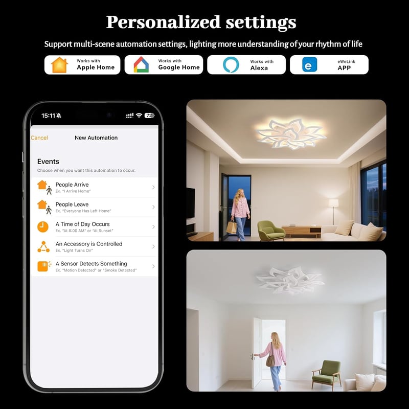 Sky angle Okos LED mennyezeti lámpa fehér modern szirmos design távirányítóval konyhába nappaliba hálószobába előszobába