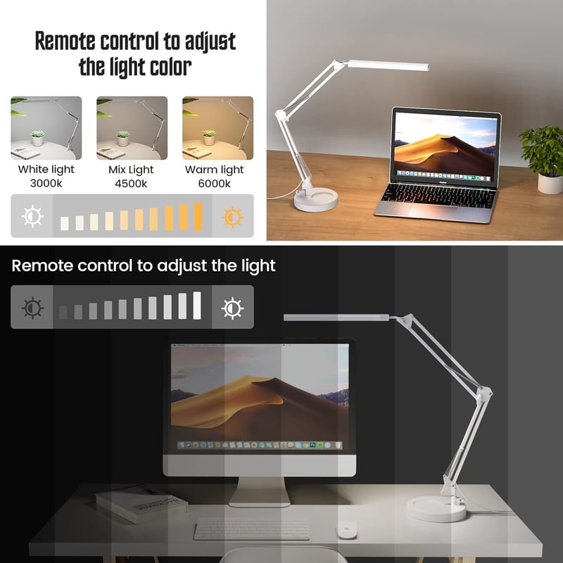 SKYLEO Asztali Lámpa Dimmer Funkcióval - Klippes és Talapzatos LED Asztali Lámpa Szemmentes Védelemmel