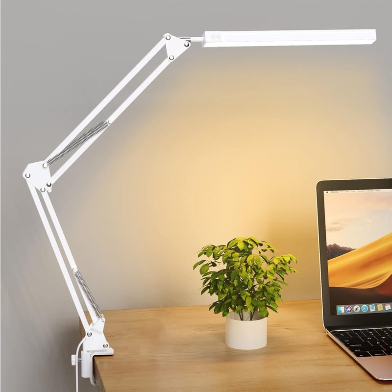 SKYLEO LED asztali lámpa csipesszel - 3 fénymód, 10 fokozat - fehér