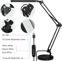 SKYLEO LED asztali lámpa klippel és talppal, 3 fénymód, 10 fokozat, USB port, fekete 5