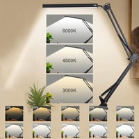 SKYLEO LED asztali lámpa klippel és talppal, 3 fénymód, 10 fokozat, USB port, fekete 2