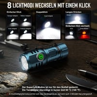 Skylla LED zseblámpa 6000 lumen, TYPE-C töltés, 8 üzemmód, vízálló kempingezéshez 4