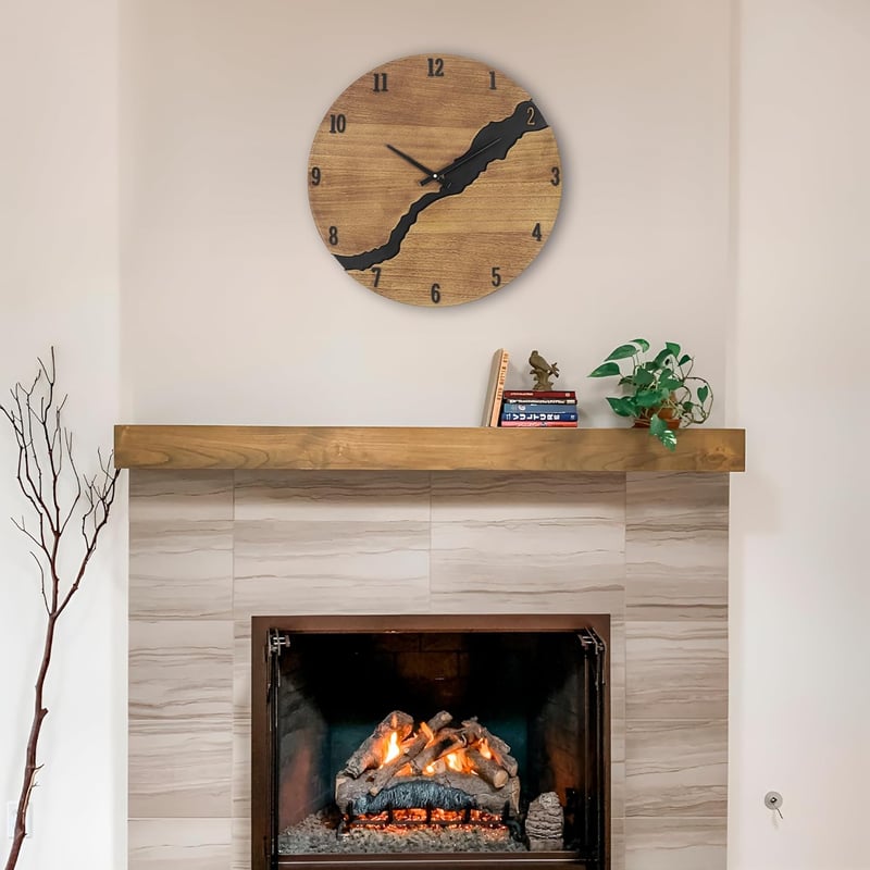 SkyNature Vintage Fa Falióra - 47 cm Nagy Méretű, Zajtalan Működésű, Arab Számlapos, Rusztikus Dekoráció Nappaliba, Konyhába, Irodába