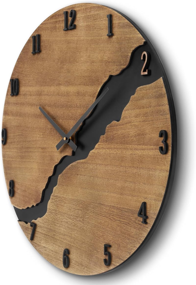 SkyNature Vintage Fa Falióra - 47 cm Nagy Méretű, Zajtalan Működésű, Arab Számlapos, Rusztikus Dekoráció Nappaliba, Konyhába, Irodába