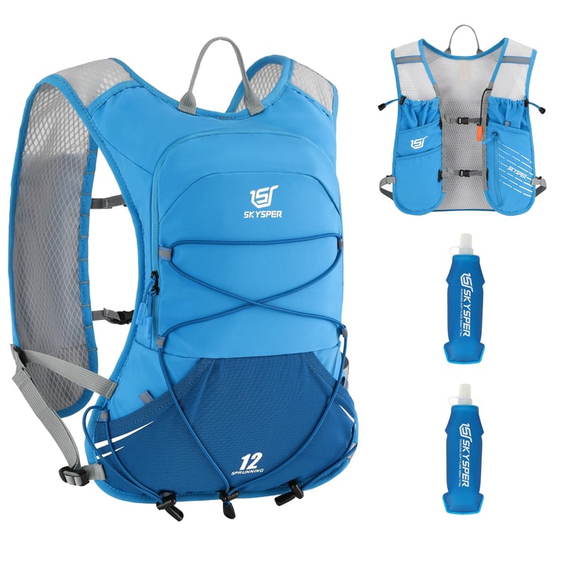 Bežecká vesta SKYSPER 12L s hydratačným vakom a 2 mäkkými fľašami s objemom 500 ml, na trailový beh, turistiku a maratón, pre mužov aj ženy