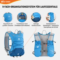 Bežecká vesta SKYSPER 12L s hydratačným vakom a 2 mäkkými fľašami s objemom 500 ml, na trailový beh, turistiku a maratón, pre mužov aj ženy 4