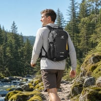 SKYSPER 20L Ľahký turistický batoh s priedušným 3D Air Mesh polstrovaním chrbta, trekingový batoh pre mužov a ženy, čierny 2