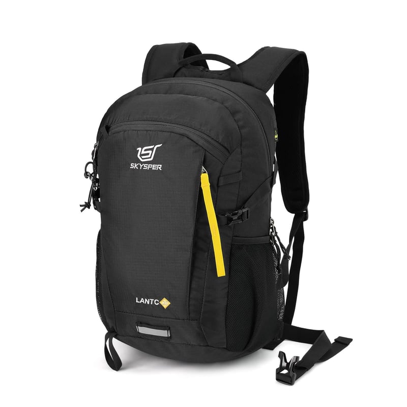 SKYSPER 20L Ľahký turistický batoh s priedušným 3D Air Mesh polstrovaním chrbta, trekingový batoh pre mužov a ženy, čierny