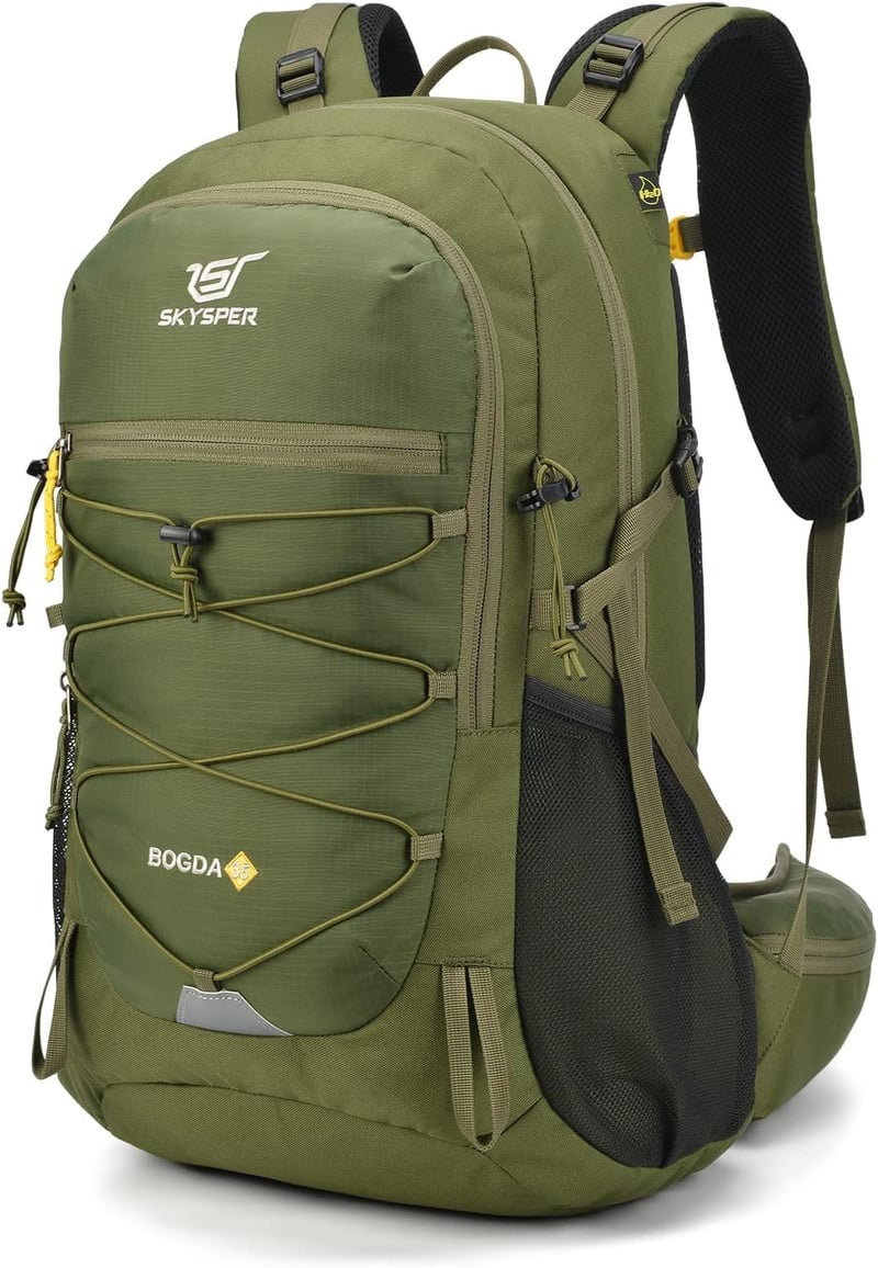 SKYSPER Bogda 35L Túra Hátizsák Hátszellőzéssel és Hidratációs Rendszerrel, Trekking Táska Lélegző 3D Mesh Anyagból