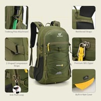SKYSPER Bogda 35L Túra Hátizsák Hátszellőzéssel és Hidratációs Rendszerrel, Trekking Táska Lélegző 3D Mesh Anyagból 3
