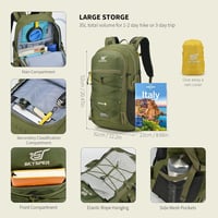 SKYSPER Bogda 35L Túra Hátizsák Hátszellőzéssel és Hidratációs Rendszerrel, Trekking Táska Lélegző 3D Mesh Anyagból 6