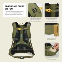 SKYSPER Bogda 35L Túra Hátizsák Hátszellőzéssel és Hidratációs Rendszerrel, Trekking Táska Lélegző 3D Mesh Anyagból 4