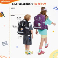 SKYSPER Iskolatáska Szett 5 Részes - 16L Ergonomikus Hátizsák 360° Fényvisszaverő Csíkokkal, Vízlepergető Rekeszekkel, Gyerekeknek Iskolába, 6