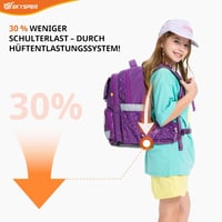 SKYSPER Iskolatáska Szett 5 Részes - 16L Ergonomikus Hátizsák 360° Fényvisszaverő Csíkokkal, Vízlepergető Rekeszekkel, Gyerekeknek Iskolába, 3