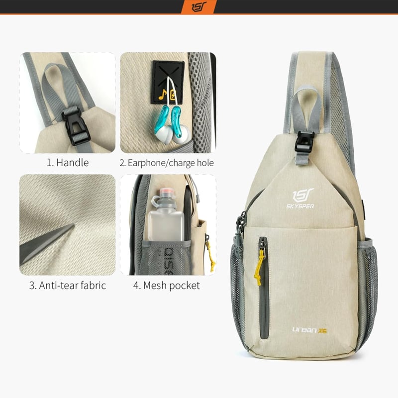 SKYSPER Könnyű Vízálló Oldaltáska - Férfi Crossbody Válltáska Túrázáshoz, Sportoláshoz és Utazáshoz, 25x30 cm, 320g