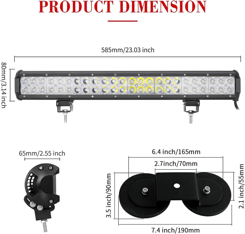 SKYWORLD 144W LED Munkalámpa 58cm Offroad Terepjáró Traktor Autó 12V