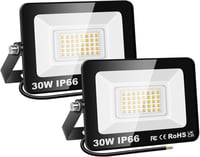 SKYWORLD 2 db 30W LED kültéri reflektor 3000 lm 3000 K melegfehér IP66 vízálló udvar garázs folyosó kert 1