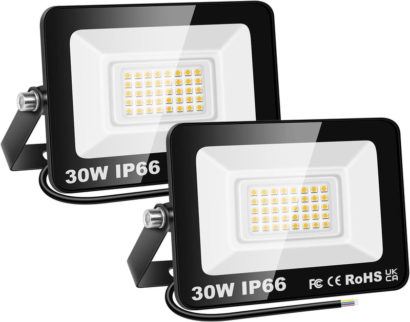 SKYWORLD 2 db 30W LED kültéri reflektor 3000 lm 3000 K melegfehér IP66 vízálló udvar garázs folyosó kert